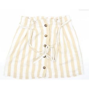 Hollister Womens Yellow Striped Cotton Mini Skirt Size M High Rise